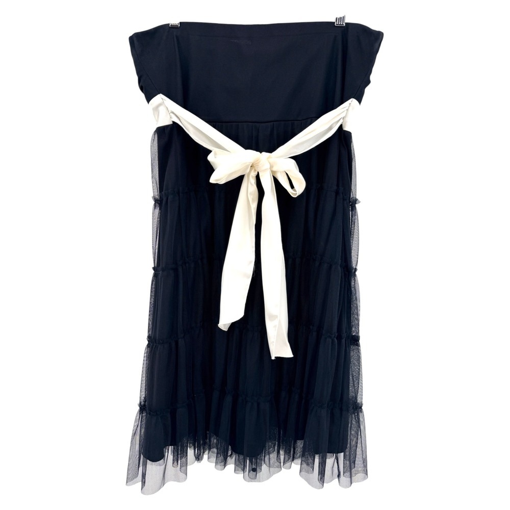 Fredericks of Hollywood Black Tiered‎ Mesh Strapless Bow Mini Dress XL Babydoll